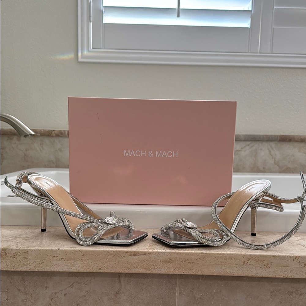 MACH & MACH Glittering Silver Heels